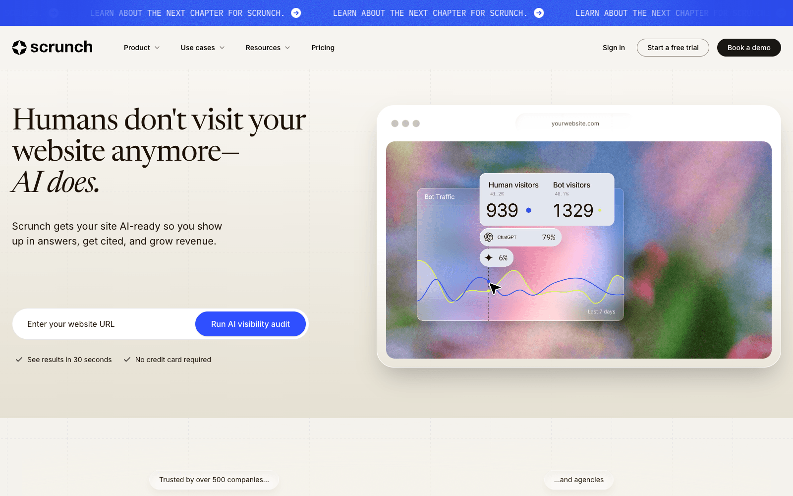 Scrunch AI homepage