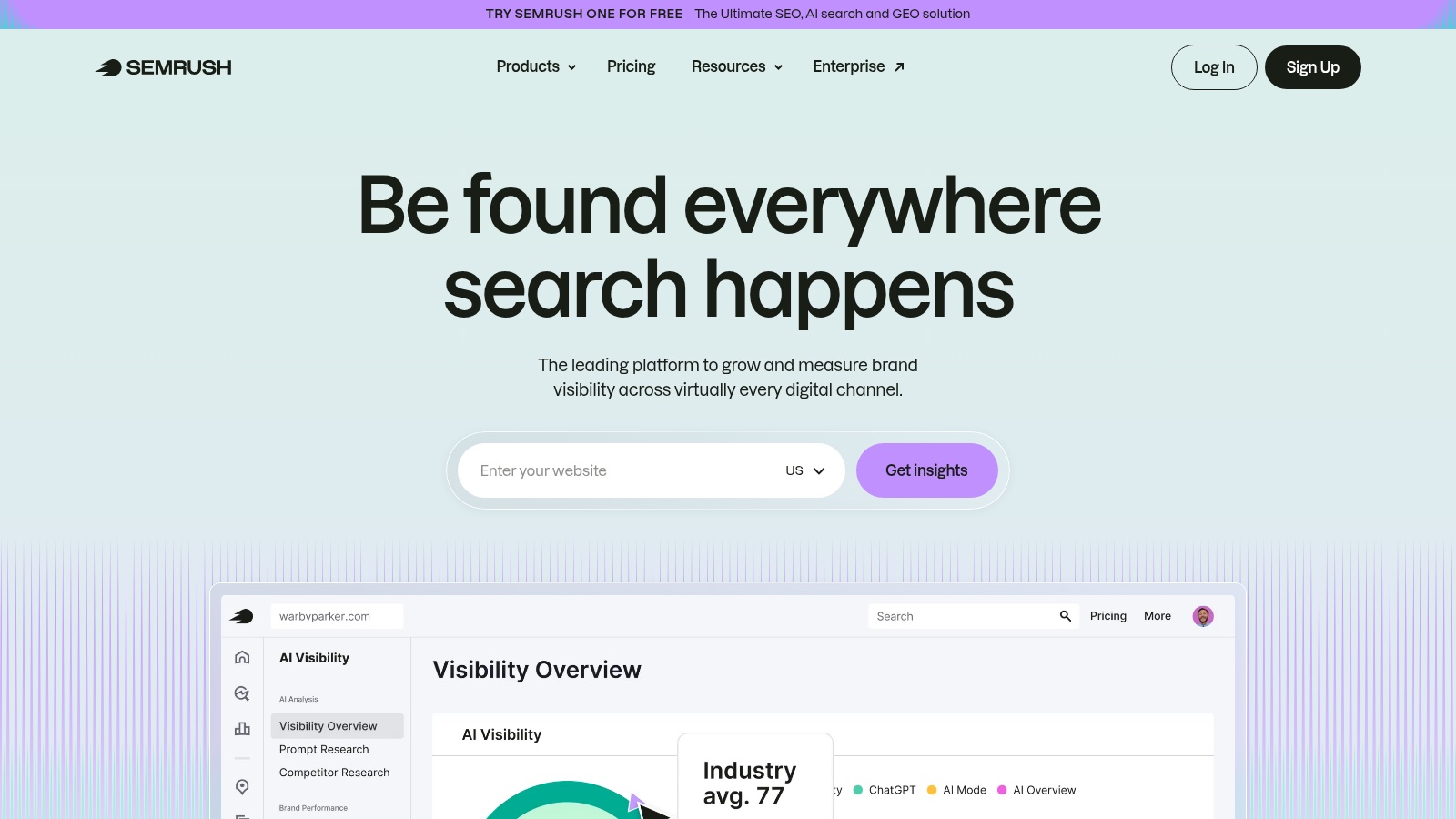 Semrush AI Visibility Toolkit dashboard
