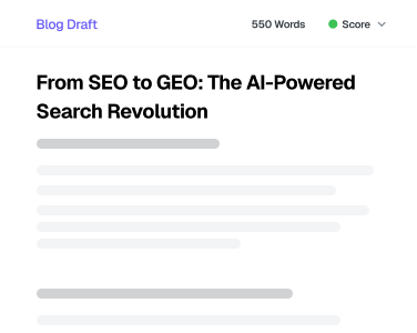 AI-generated blog draft with word count and score